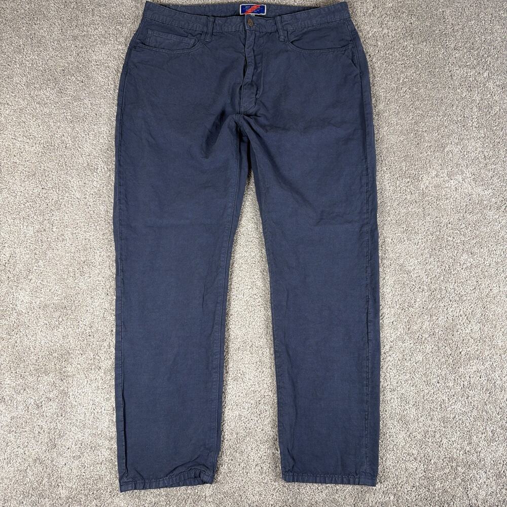 Best Made 5 Pocket Pants Men 38x32 Blue Linen Blend Japanese Cotton Huckberry